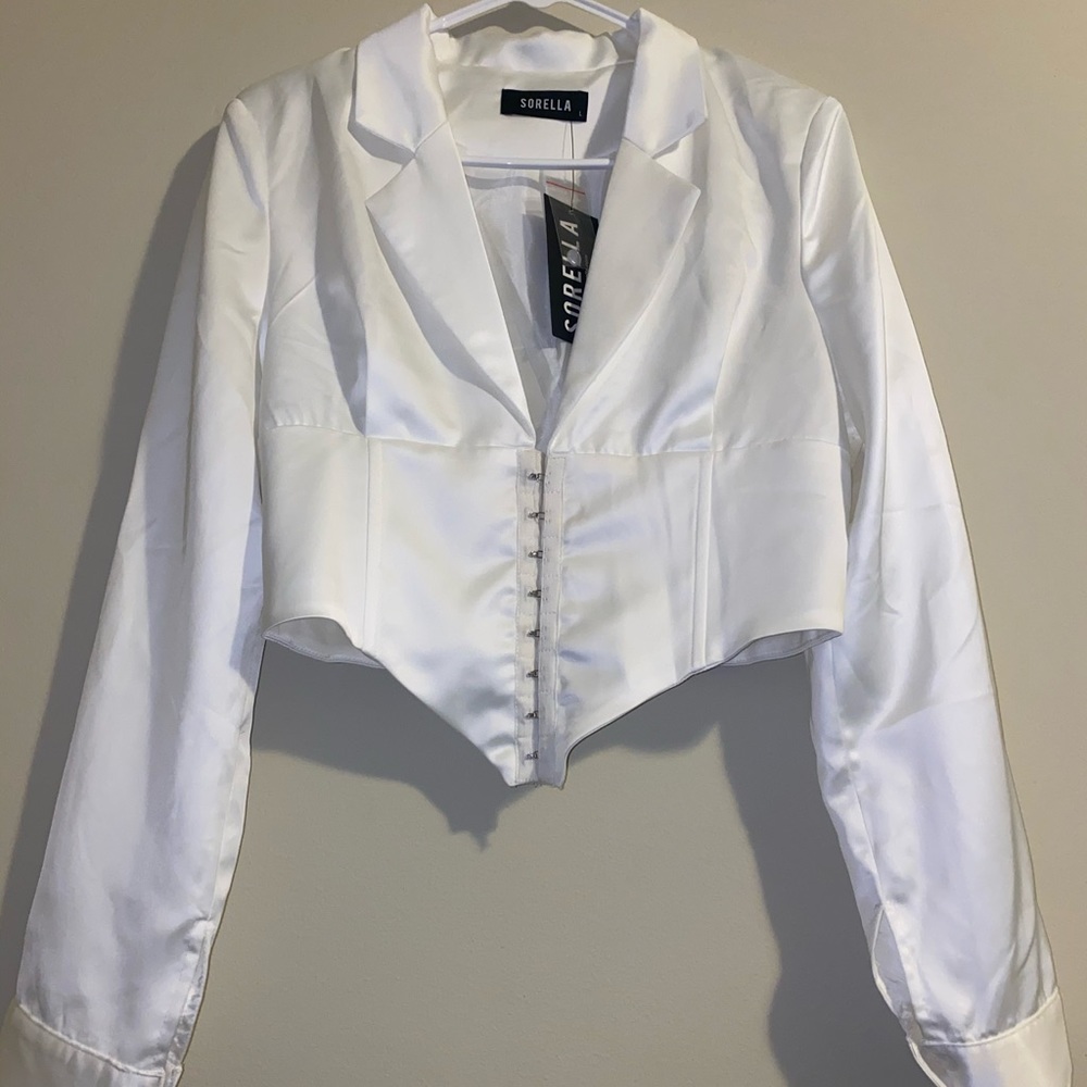 White Satin Collared Shirt